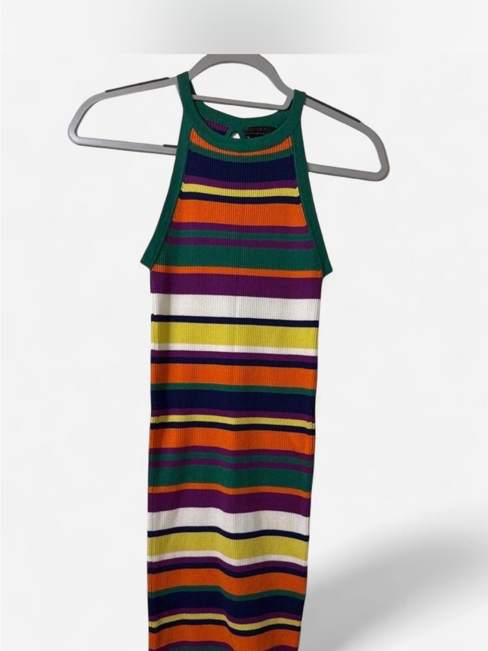 Forever 21 Green Multicolor Striped Halter Dress